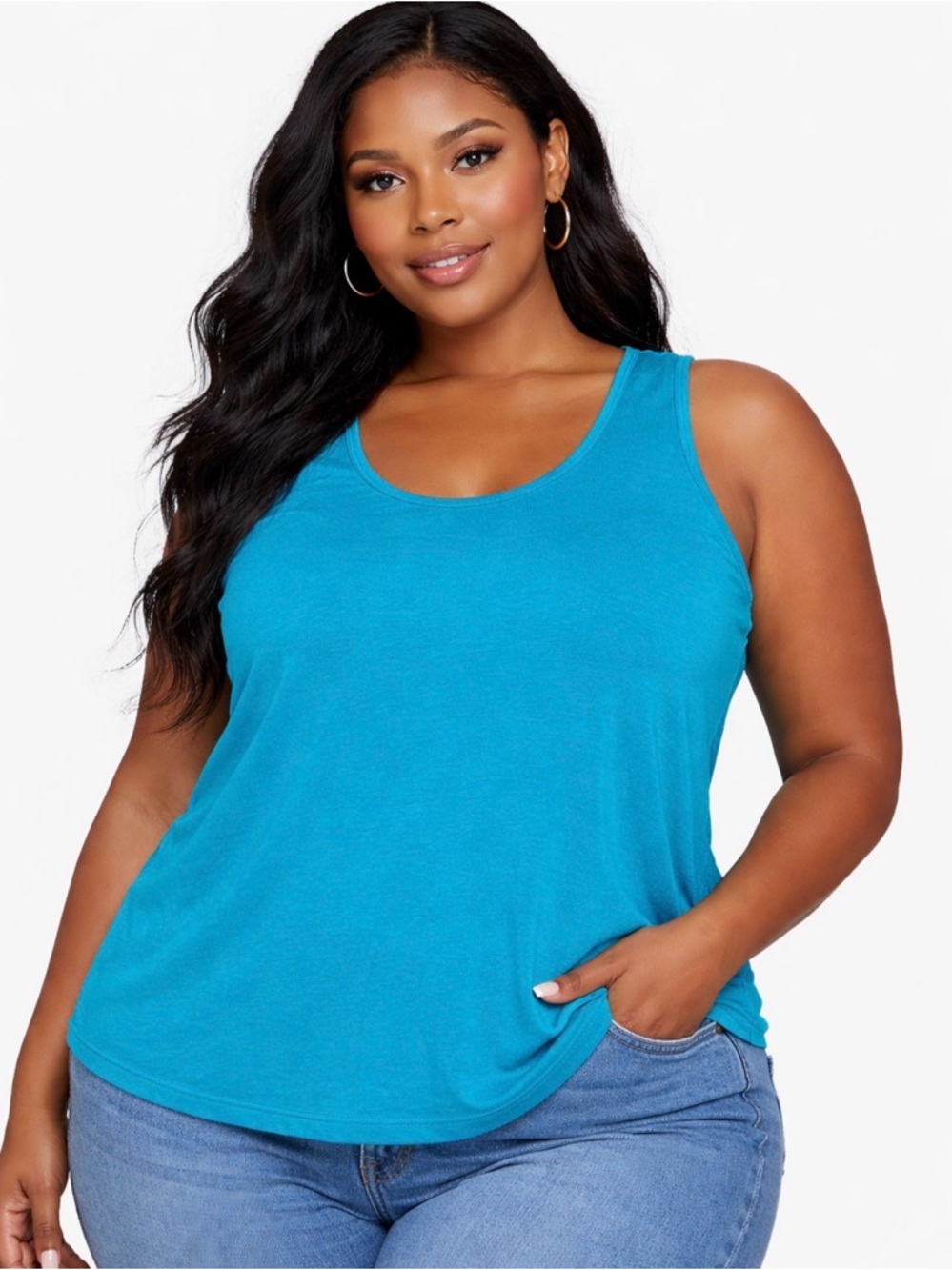 Antthony Original Women’s Size 1X Spring Pullover Turquoise Wide Strap Tank Top
